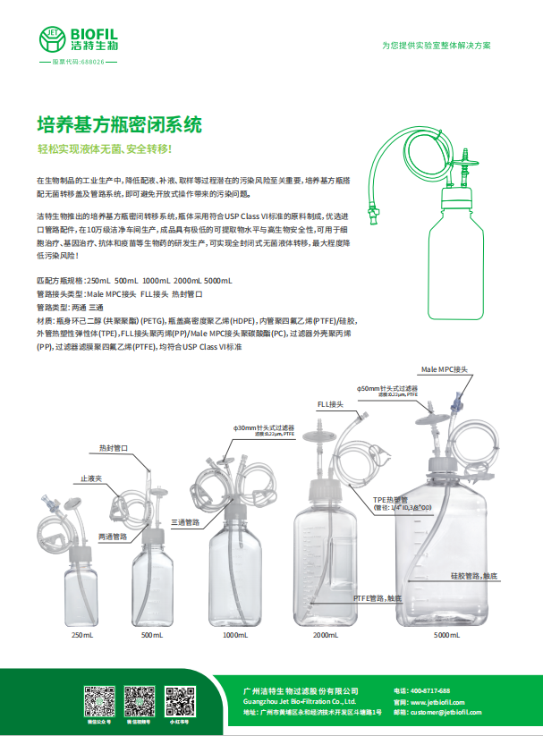 培养基方瓶密闭系统
